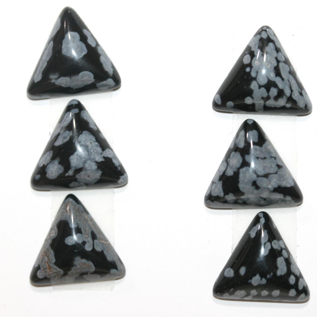 Lot de 6 cabochons triangulaires lisses en obsidienne Nevada (6 pièces) de 12,5 mm