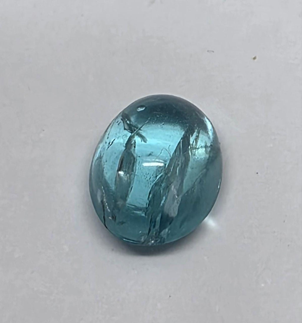 1 Pc Natural Apatite Oval Cabochon 8.5x6.8mm. (2.22ct.) - Paraiba Color - Natural Untreated Stone- Rare Color Blue Green Apatite