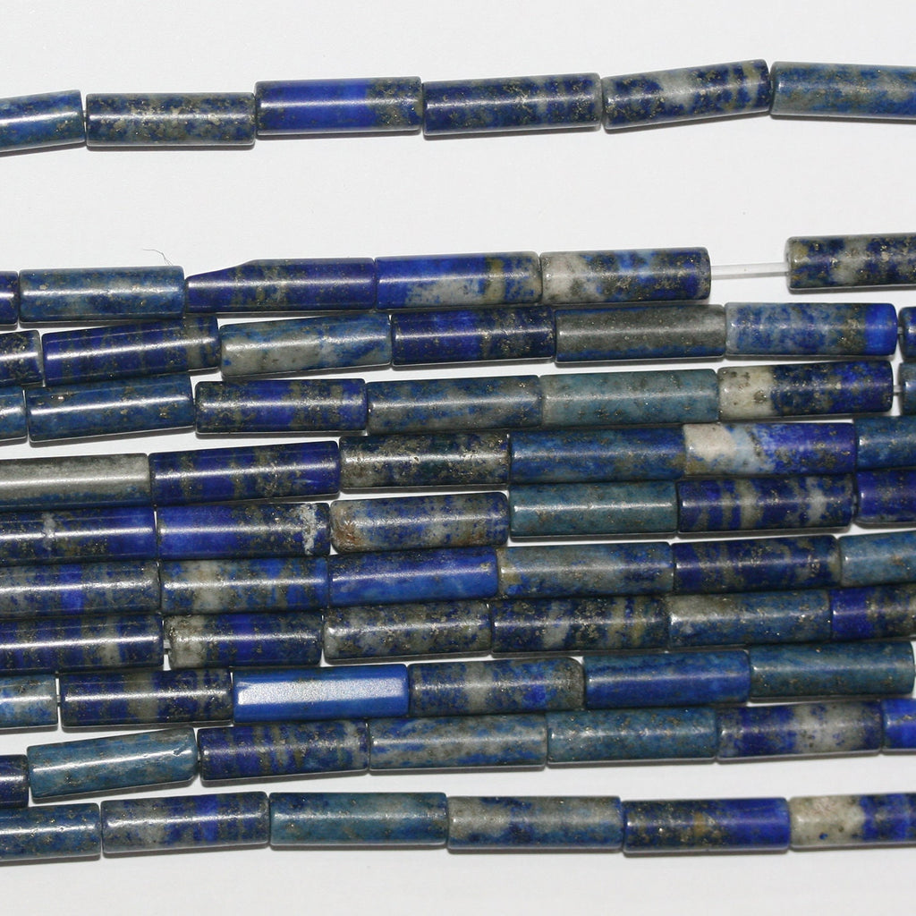 14" St Lapis Lazuli Smooth Tube Beads 13x4mm.- Strand 38cm