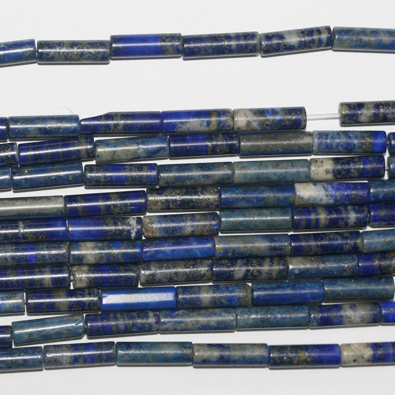 14" St Lapis Lazuli Smooth Tube Beads 13x4mm.- Strand 38cm