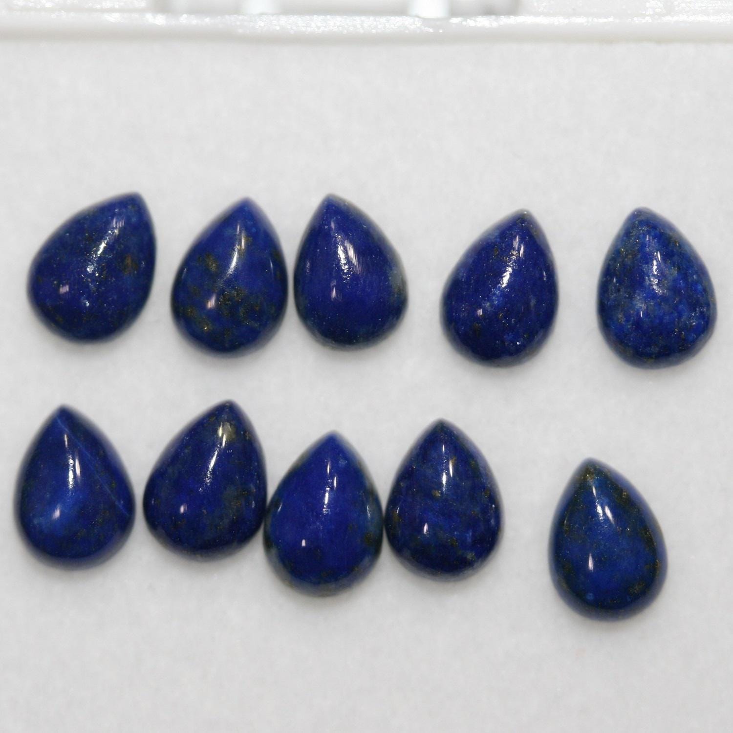 Lapis Lazuli Drop Smooth Cabochon 7x5mm approx.- (10 Pieces)