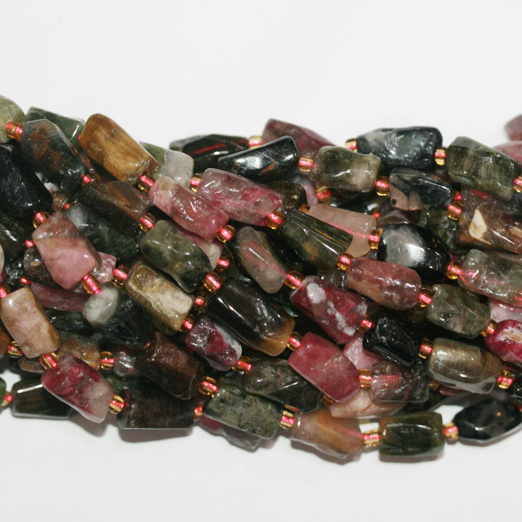 16" St Turmalina Lisa Irregular Tubo Perlas 13x8mm.-Aprox.-Hilo 40cm.