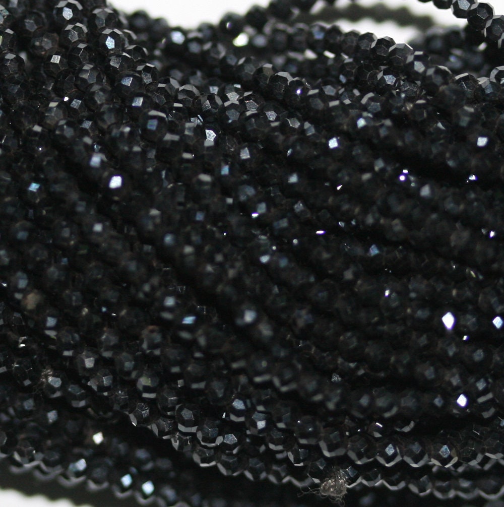 13" Strand Dark Gray Spinel Faceted Round Beads 2mm.