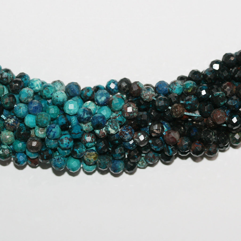 15" Perles rondes à facettes en chrysocolle St 5-5,5 mm.-Rig 39 cm.