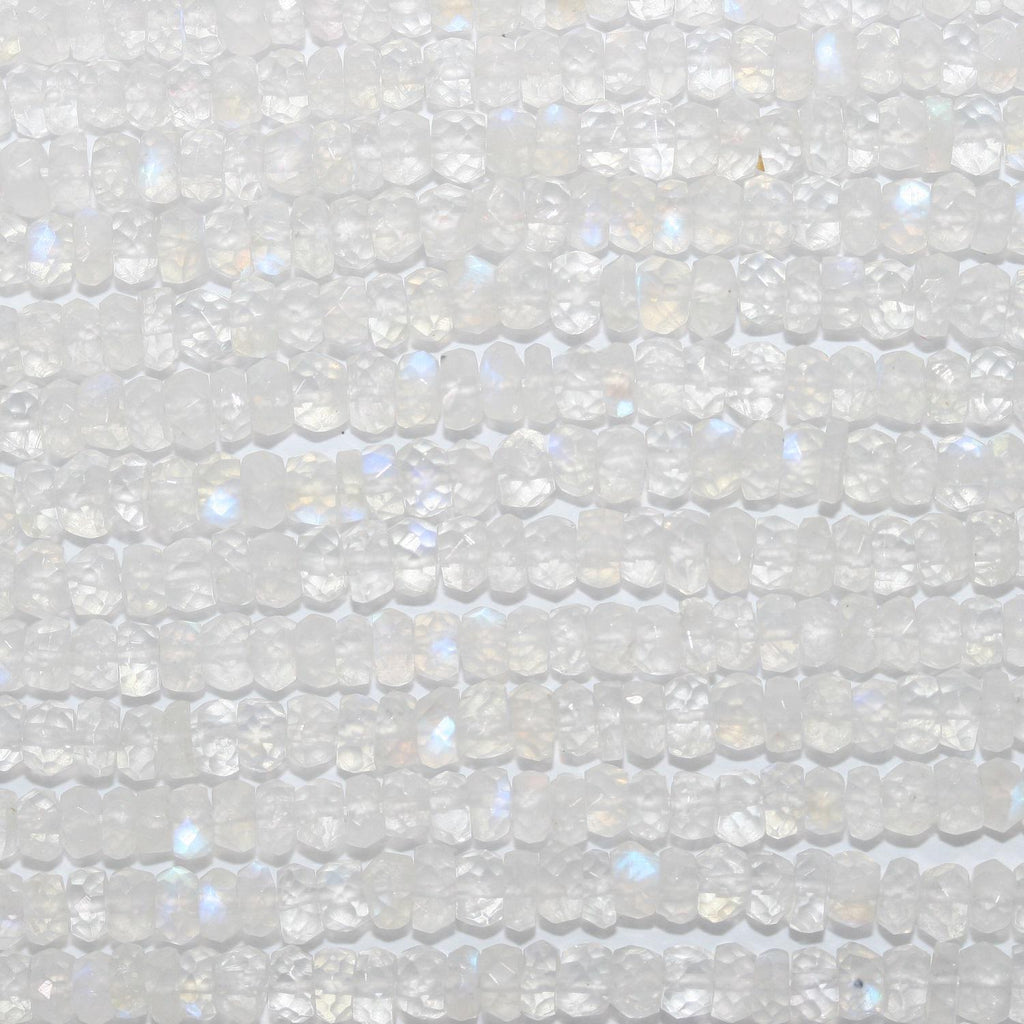 13" St Moonstone Faceted Rondelle Beads 4x2mm.Approx. -Strand 34cm