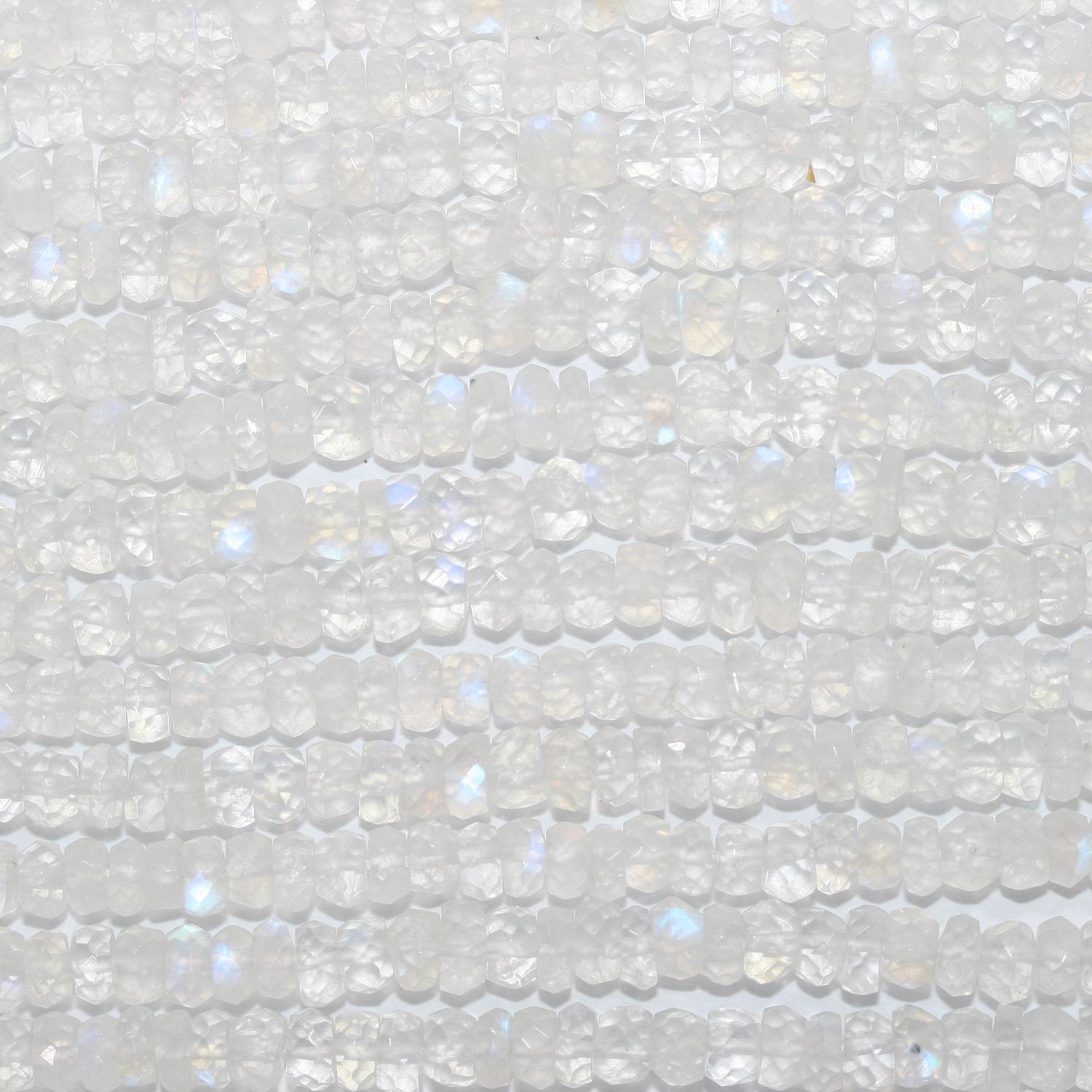 13" St Moonstone Faceted Rondelle Beads 4x2mm.Approx. -Strand 34cm