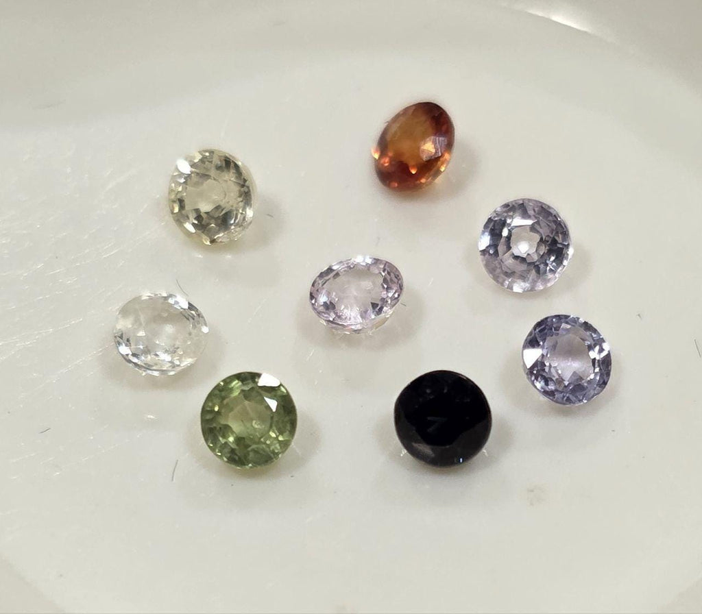 Lot de saphirs multicolores à facettes rondes de 2,8 à 3 mm (8 pièces) - Pierres précieuses en vrac - Prix de gros - Gemmes naturelles
