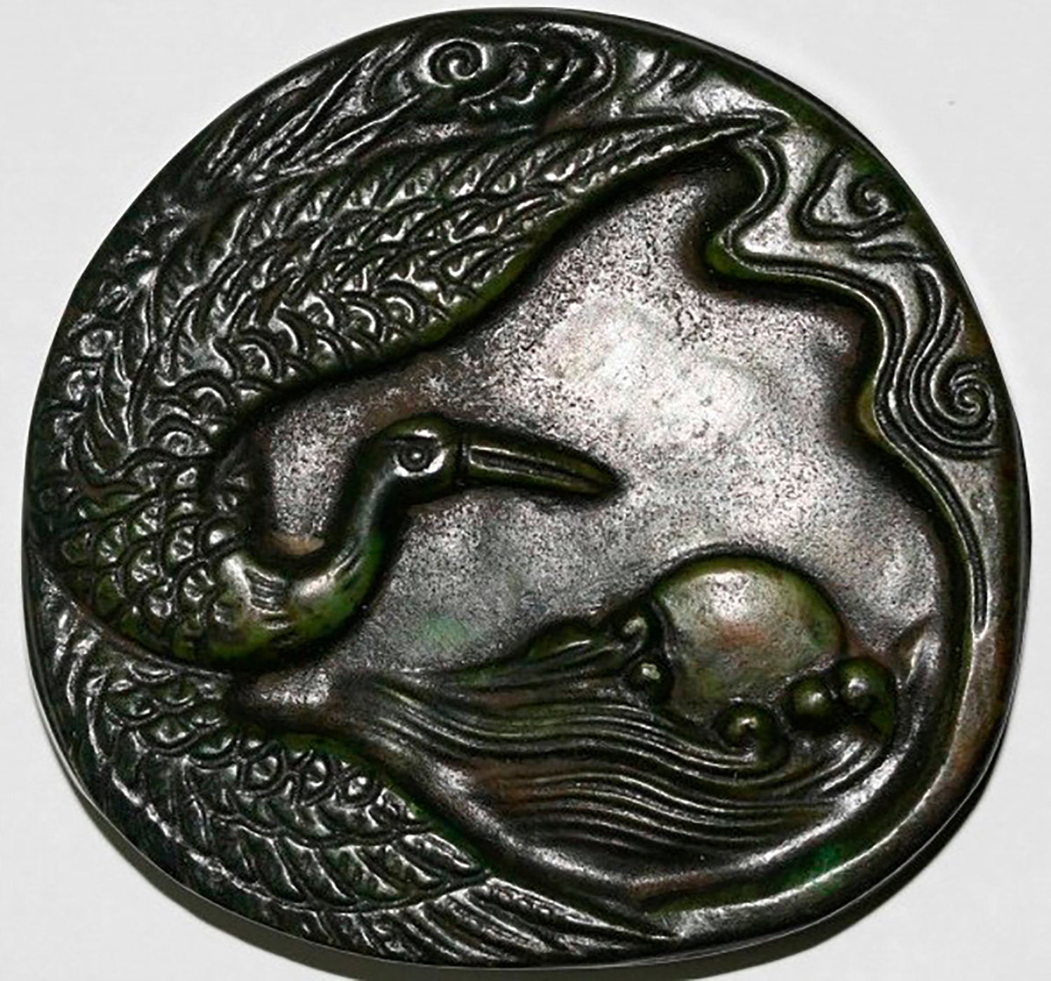 Pendentif en jade vert 74x78mm