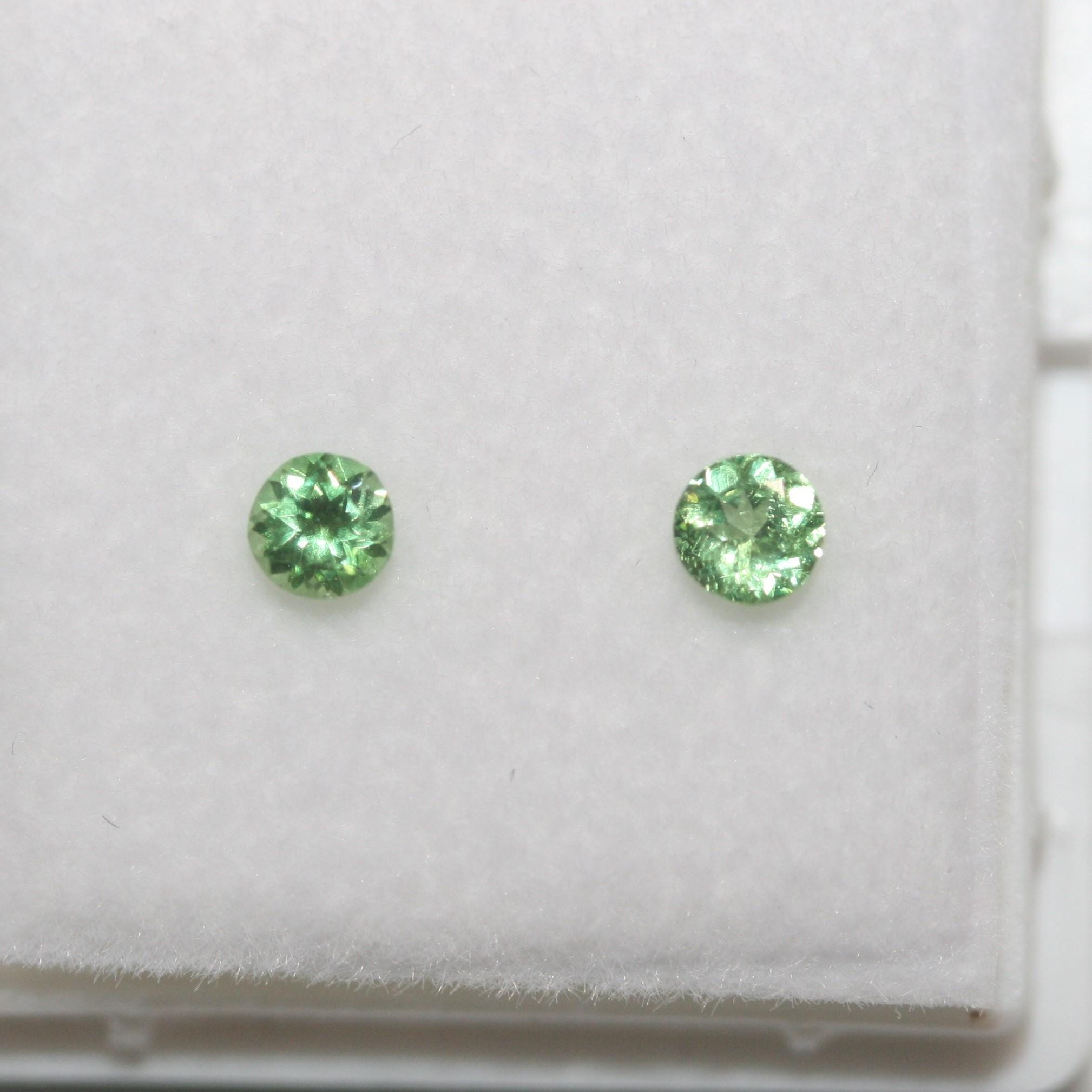 Lot de grenats tsavorites ronds à facettes de 3 mm (2 pièces) - Pierres précieuses en vrac - Prix de gros