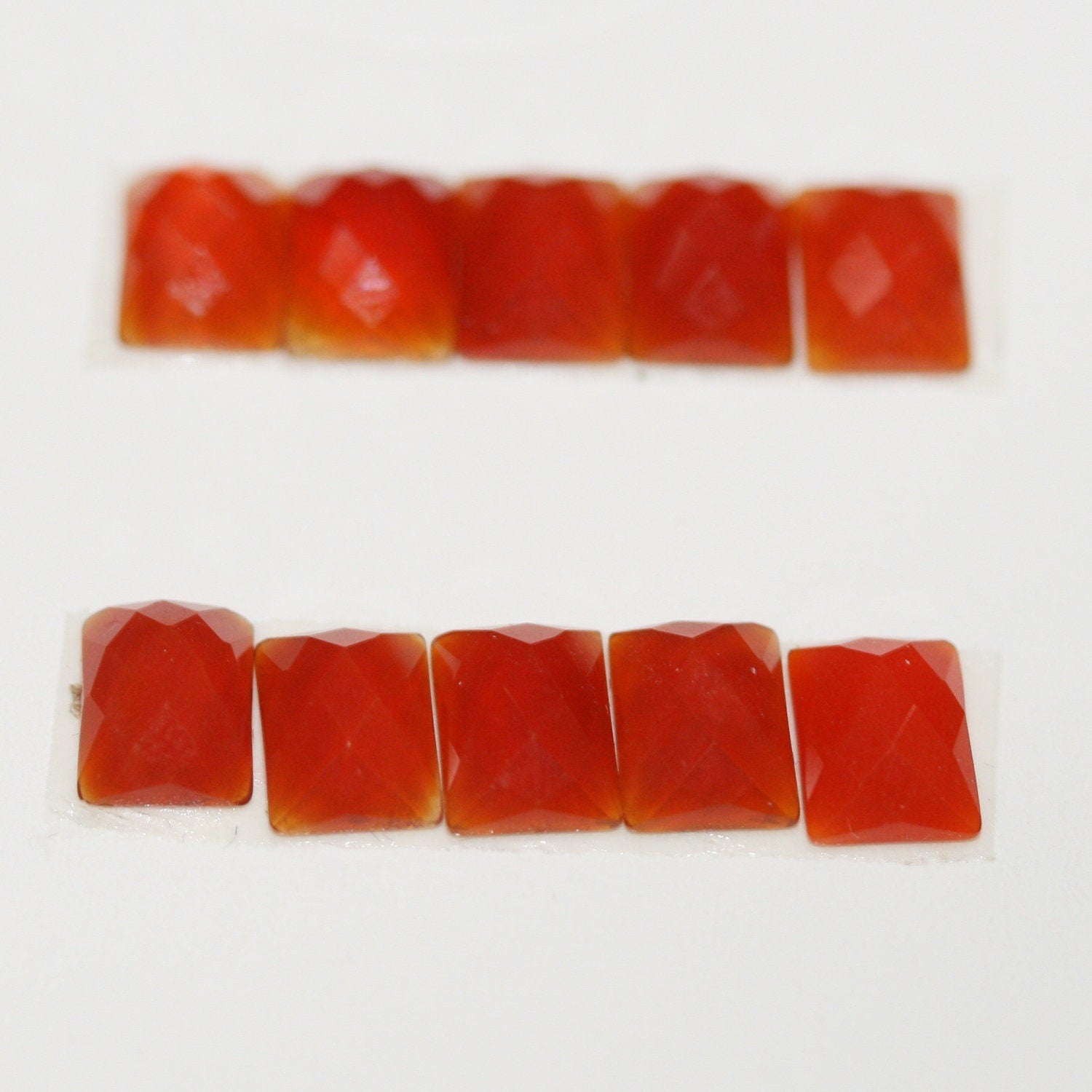 10 Pcs Lot Carnelian Faceted Rectangular Cabochon 8x6mm. (10 pieces)
