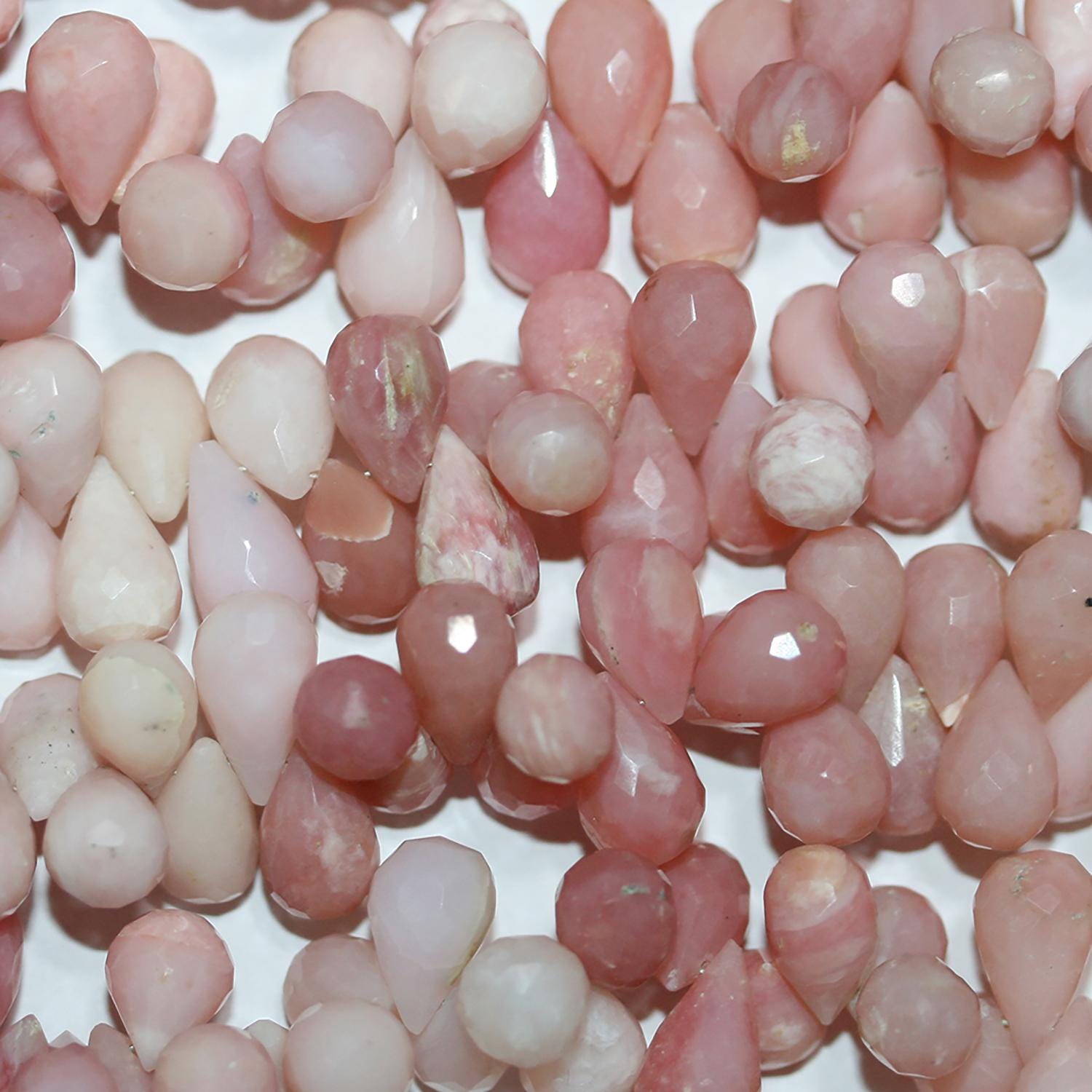 Perles en forme de goutte à facettes en opale rose St 9" (10 x 8 mm environ) - Longueur du fil : 22 cm