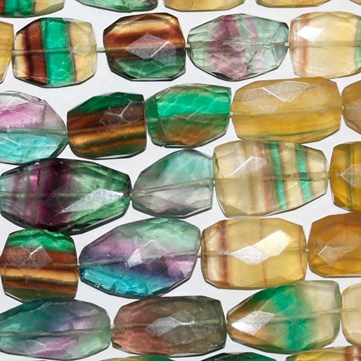 14" St Fluorite Faceted Flat Nugget Beads 20x15mm.Approx.-Strand 37mm