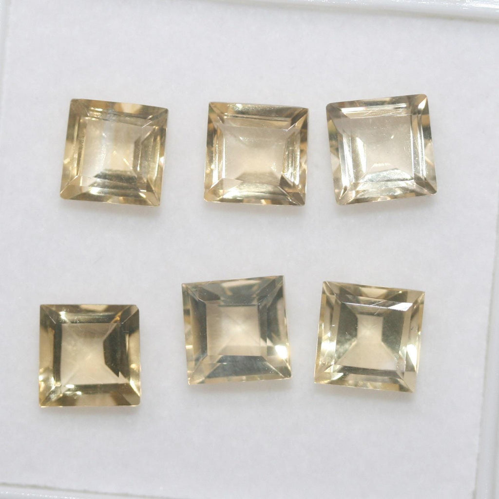 Lote de 6 piezas de citrino facetado cuadrado de 7 mm (6 piezas) - Ref. 651LO