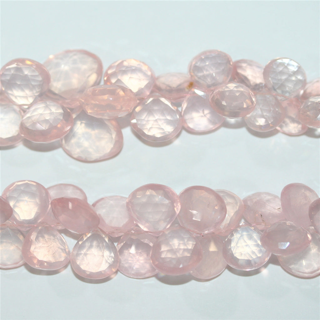 Cuentas de cuarzo rosa facetadas de 7" x 12 mm. Aprox. - Hilo de 19 cm.