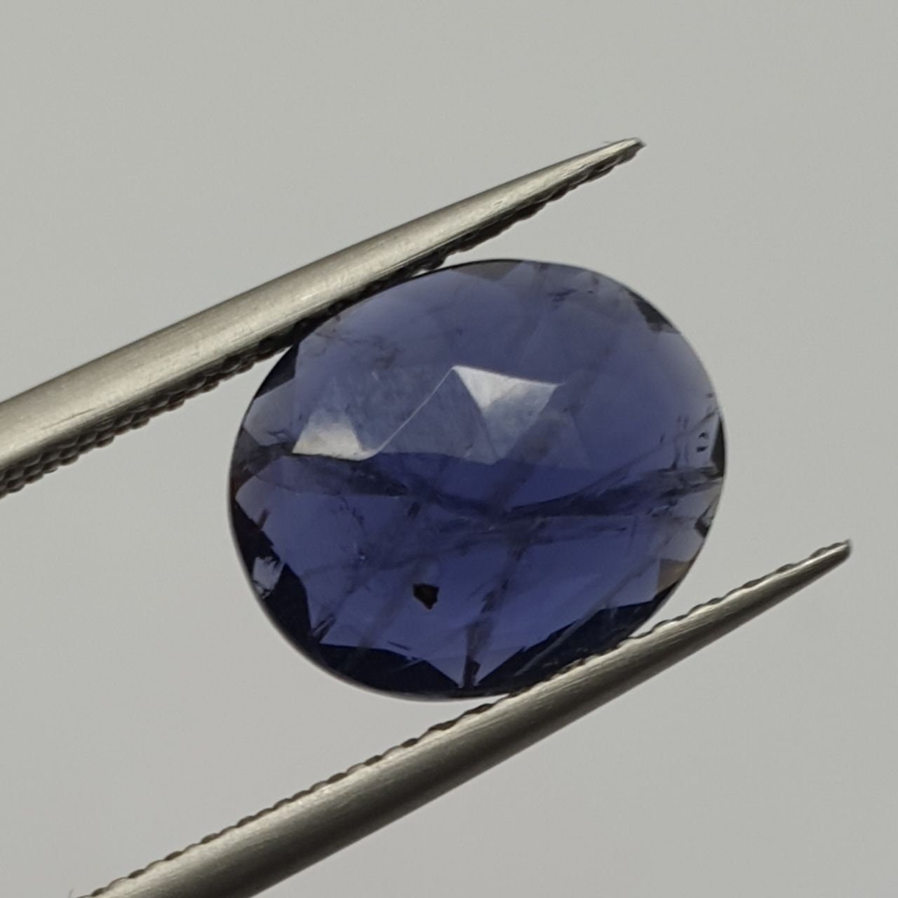 Iolite Cordierite Faceted  Cabochon Shape 9x11mm - Natural Untreated  Gemstone- Deep Blue Color