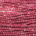 13" St Ruby Faceted Round Beads 2mm.-Strand 33cm.