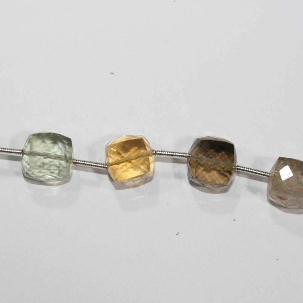 Cuentas cúbicas facetadas de cuarzo St Mix de 6" (9-12 mm) - Hilo de 15 cm - Artículo: 14891