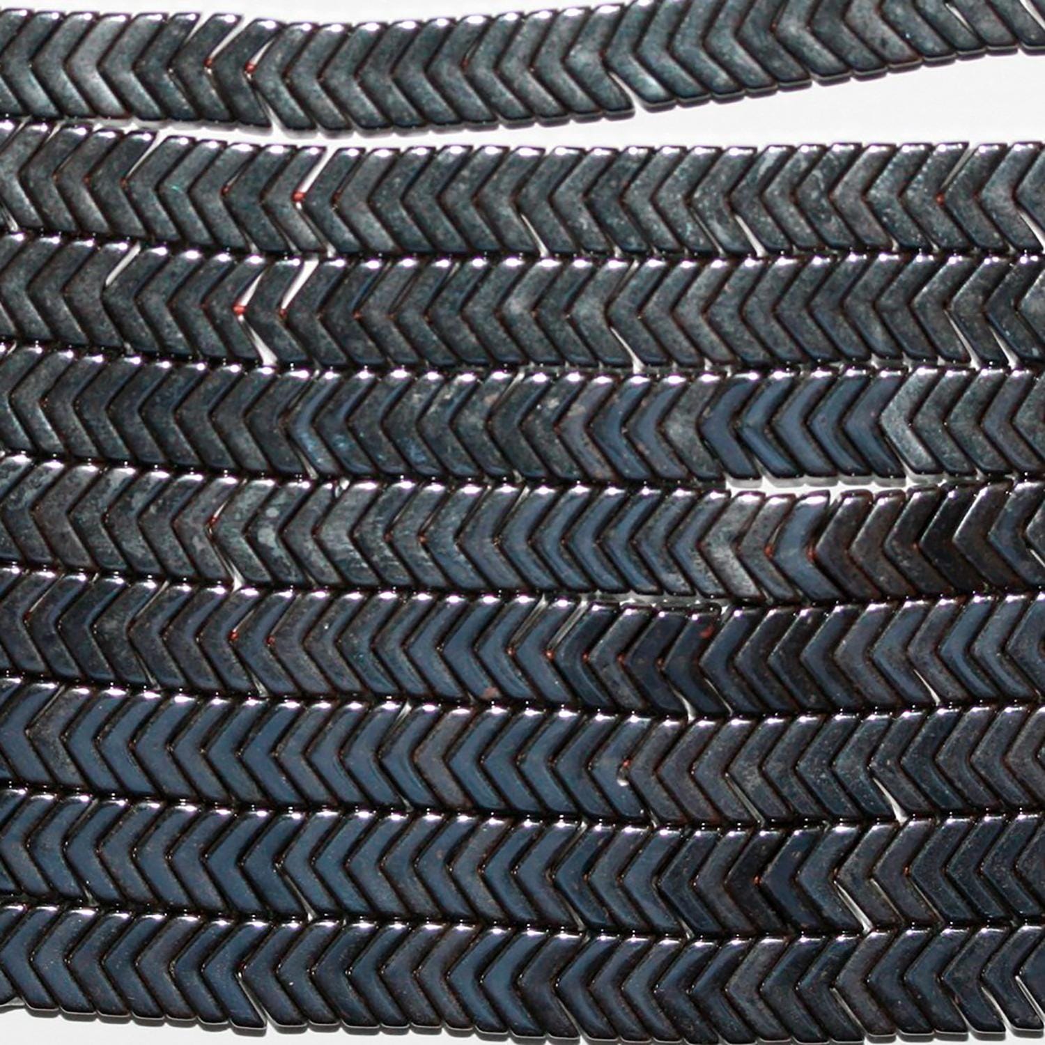 Perles en hématite lisse en forme de pointe de lance, 40 cm (16 pouces), 6 x 1,5 mm, rang de 40 cm (40 pouces).