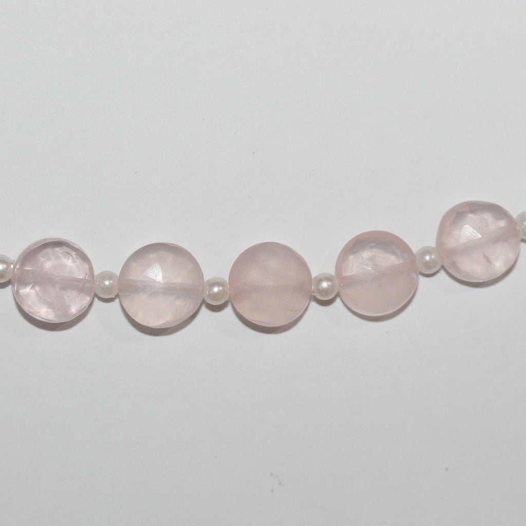 Perles de quartz rose facettées de 8 pouces, 10 mm - Fil de 20 cm.