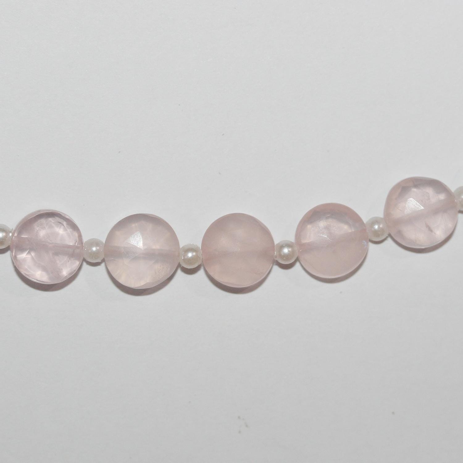 Perles de quartz rose facettées de 8 pouces, 10 mm - Fil de 20 cm.