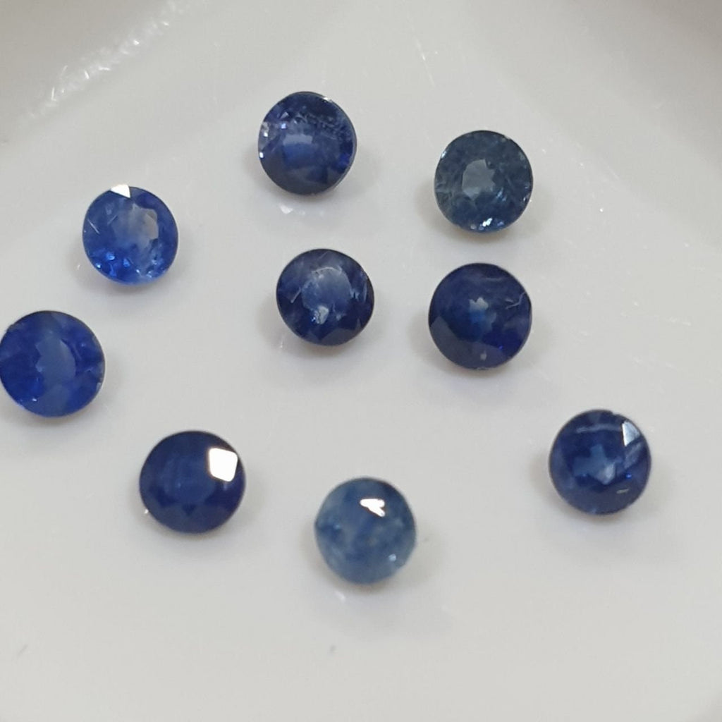 Lote de 9 zafiros azules naturales de color superior, redondos y facetados de 3,3 mm. - Paquetes de piedras preciosas - Piedras sueltas al por mayor - Gemas naturales