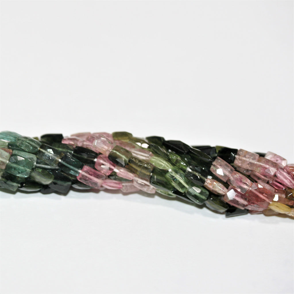 13" St Tourmaline Faceted Brick Prism 5x4mm.-Strand 33cm.