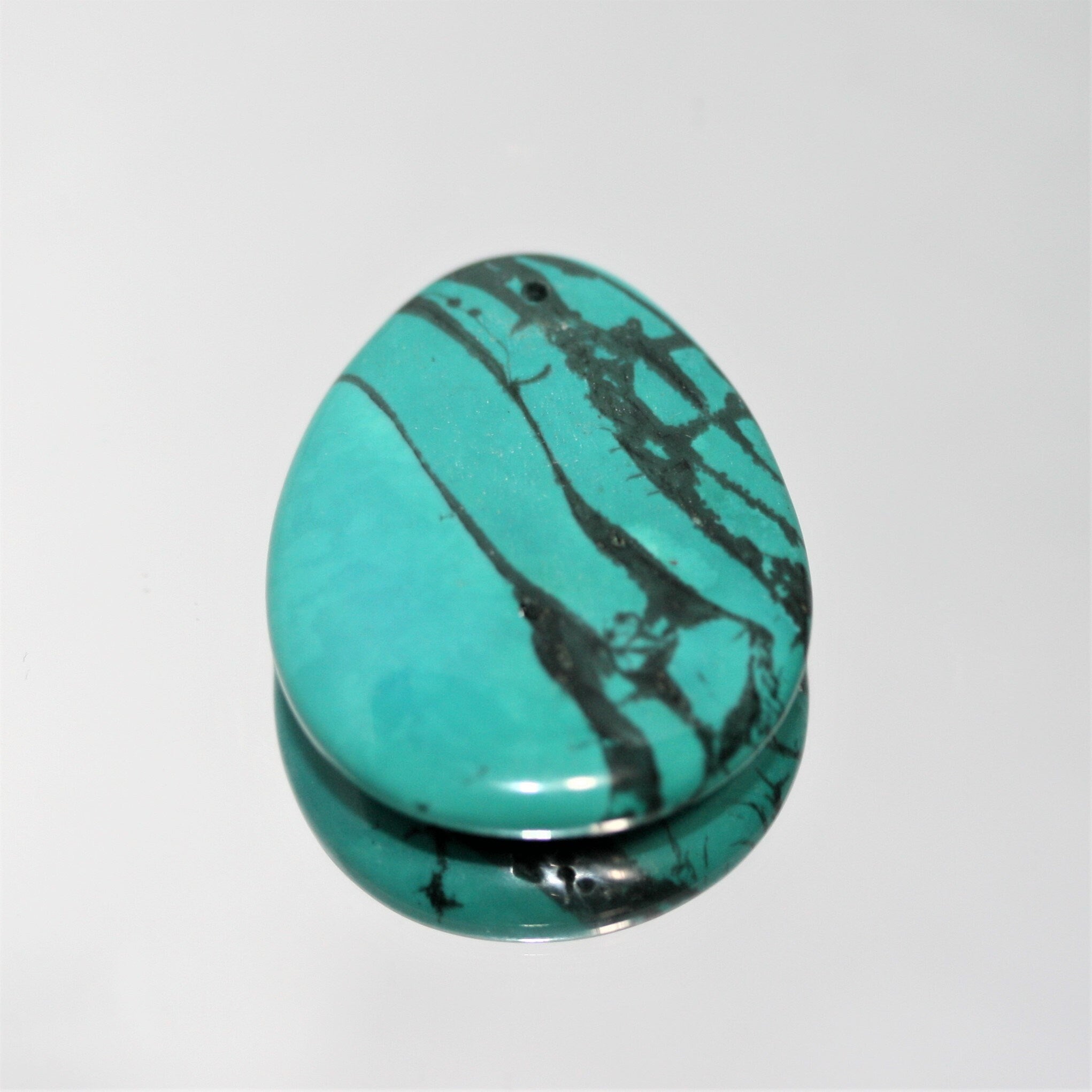 1 Pc Smooth Oval Turquoise Pendant 40x30mm. approx. - 1 Piece