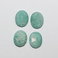 Lote de 4 cabujones facetados ovalados de amazonita de 12 x 10 mm (4 unidades)