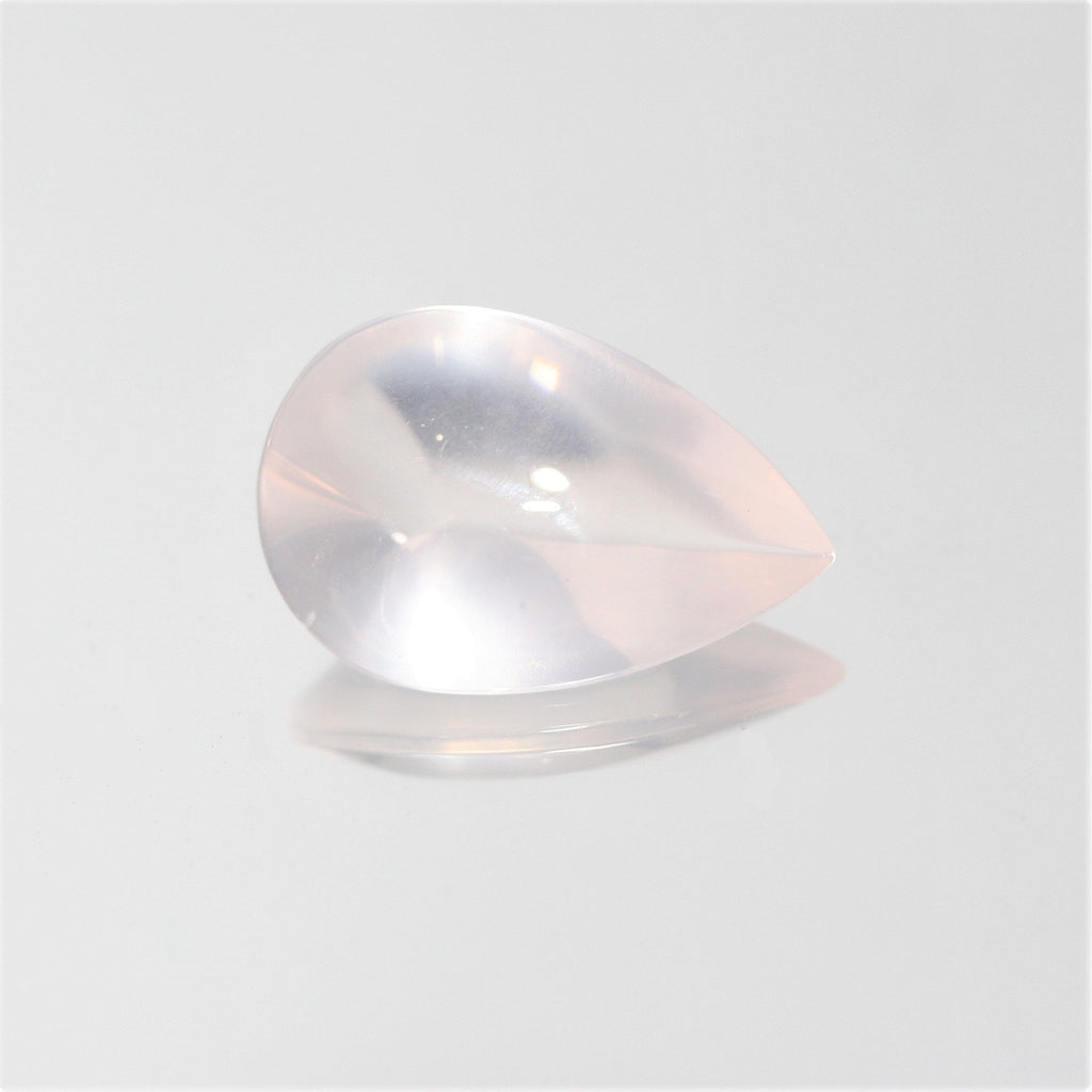 Cabochon poire en quartz rose AAA avec culasse 21,7 x 14,5 mm (12,53 ct) - Quartz rose de qualité supérieure - Matériau naturel - Taille bombée - Pièce de créateur