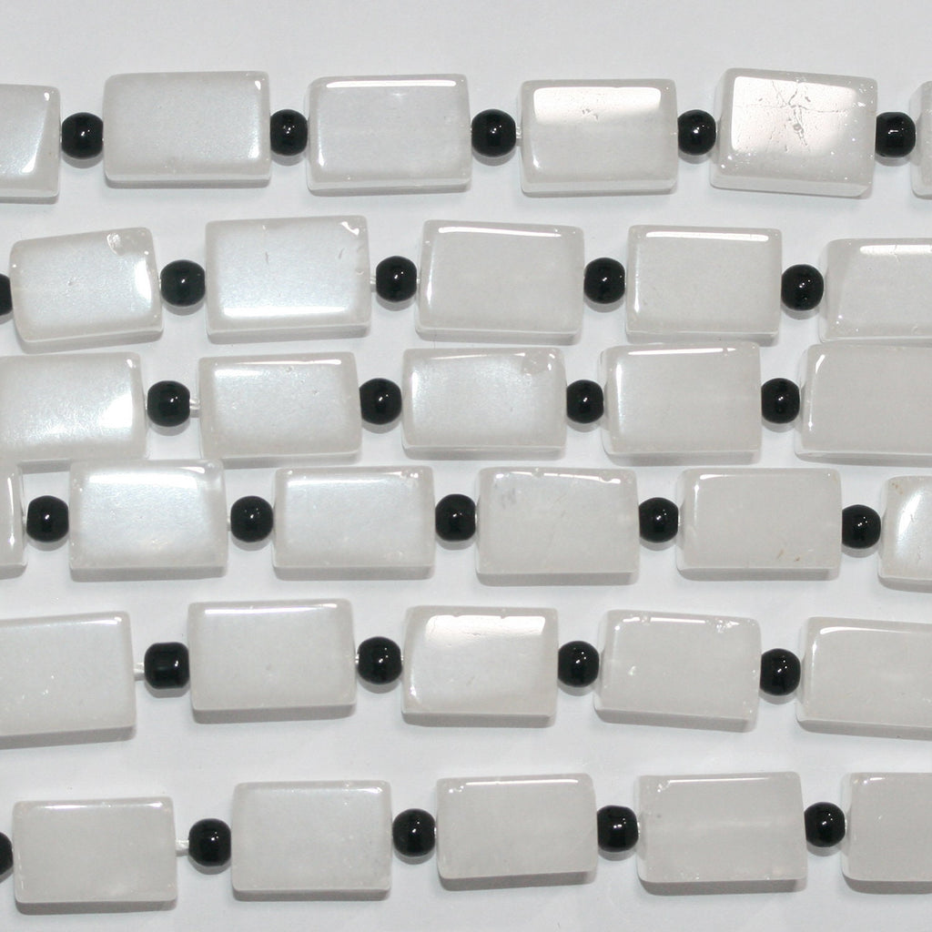 Perles de quartz cristal de roche St à prisme lisse, 15 x 10 mm, longueur 39 cm.