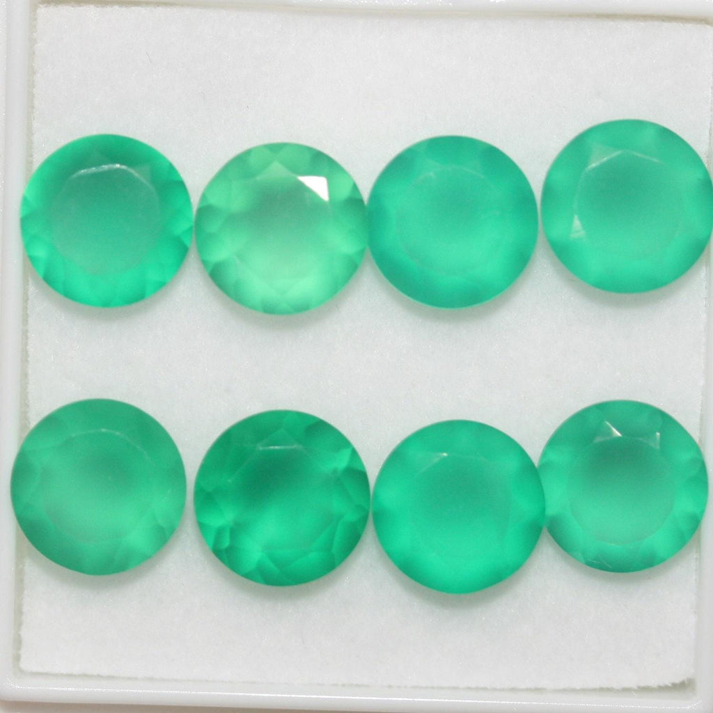 Lote de Ónix Verde Facetado Redondo de 9mm (8 Piezas). - Piedras Preciosas al por Mayor, Piedras Talladas de Máxima Calidad.