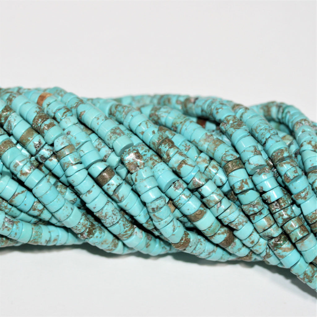 Perles rondelles lisses en turquoise St. de 15 pouces, 6 x 3 mm. - Brin de 38 cm.
