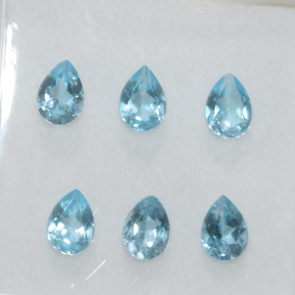 Lote de 6 piezas de topacio cielo facetado de 7 x 5 mm (6 piezas).