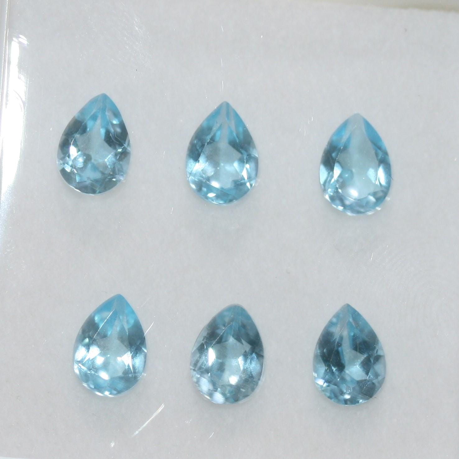Lote de 6 piezas de topacio cielo facetado de 7 x 5 mm (6 piezas).