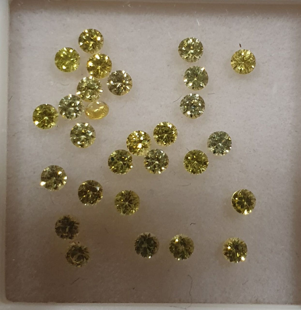 Lote de zafiros amarillos facetados redondos de 1,8 mm. - Paquetes de piedras preciosas - Piedras sueltas al por mayor - Gemas naturales