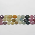 14" St Multi Sapphire Faceted Oval 12x9mm.- Strand 37cm