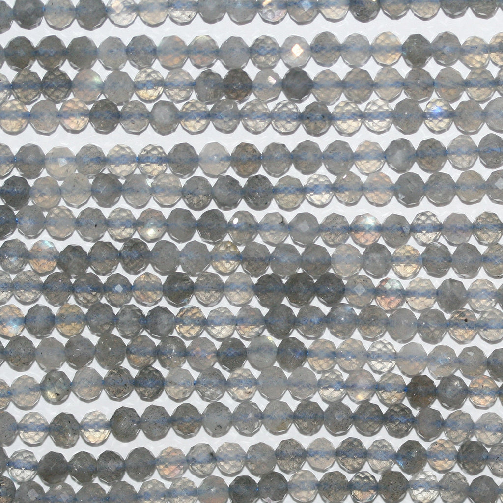 Perles rondes à facettes en labradorite de 15 pouces, 4 mm, fil de 39 cm.