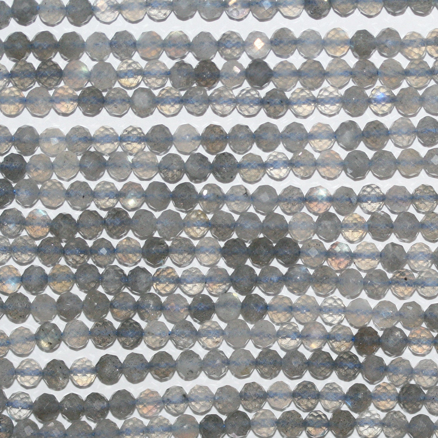 Perles rondes à facettes en labradorite de 15 pouces, 4 mm, fil de 39 cm.