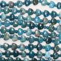 15" St Perles de cœur lisses en apatite bleue 8x10mm.-Rig 39cm.