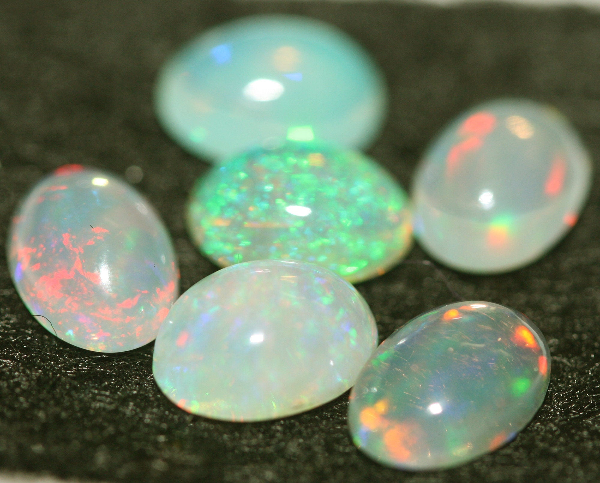 Ethiopian Opal Lot Oval Cabochon 7x5mm. (6pcs)  -Gemstone Parcels-Loose Stones Wholesale Price
