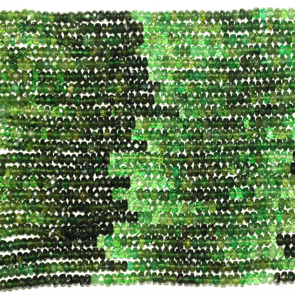 14" St Green Tourmaline Faceted Rondelle Beads 3x2mm.-Strand 36cm.