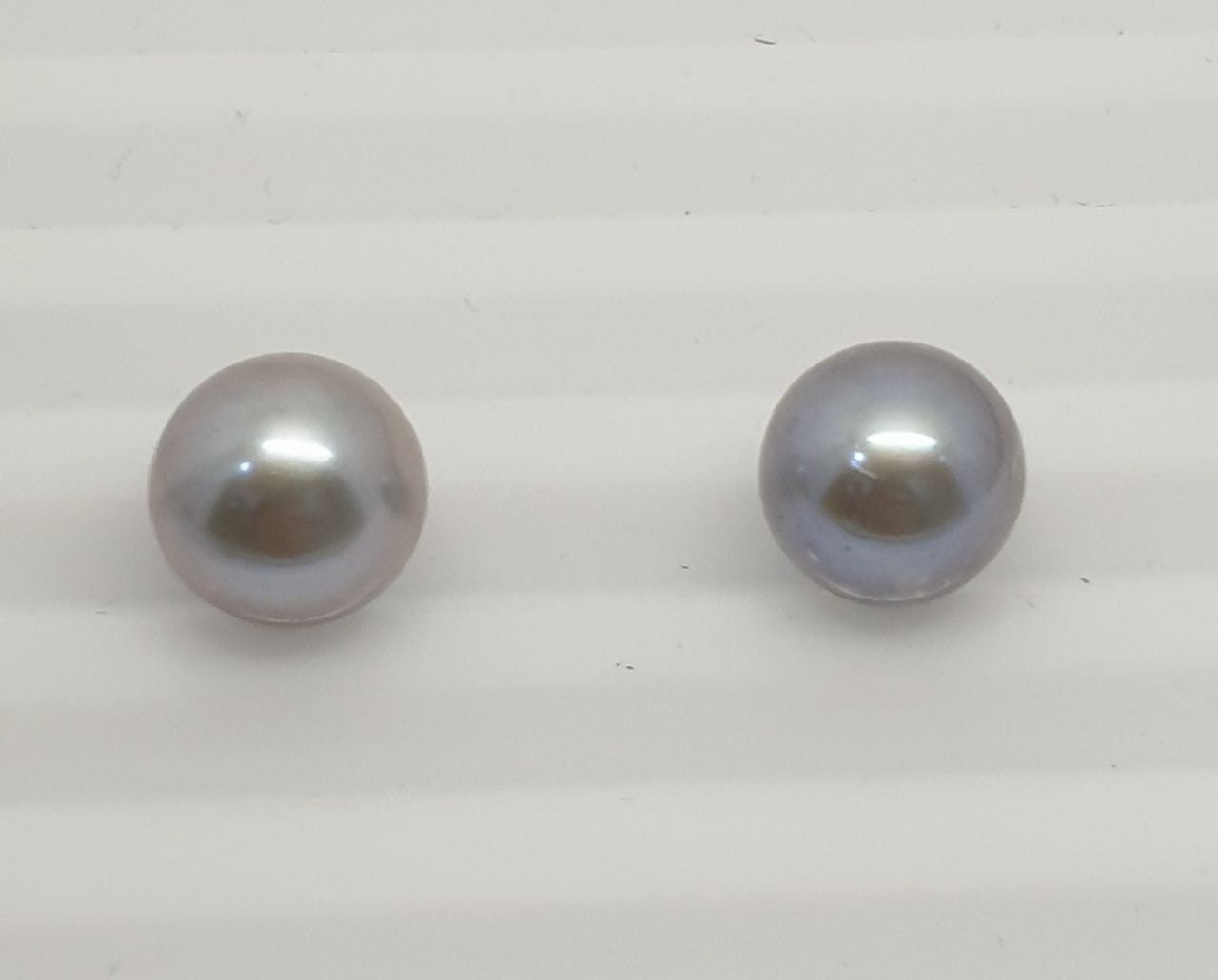 1 Pair Gray  Freshwater Perfect Round Top Luster Undrilled  Pearl  10.-10.5mm  Round Natural Cultured Pearl-Price  Per 1 Pair- Pearl Earring
