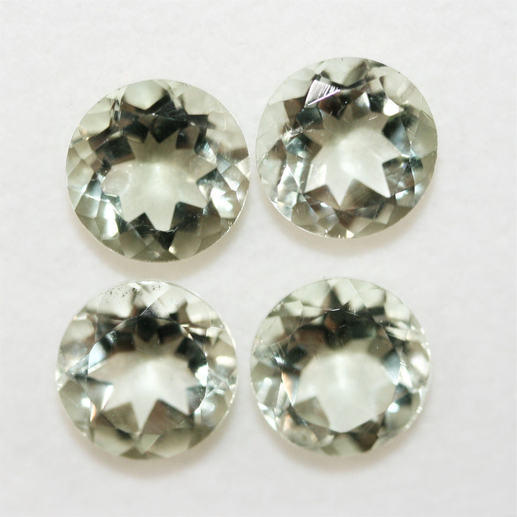 Lote de Prasiolita Redonda Facetada 10mm.- 4 Piezas