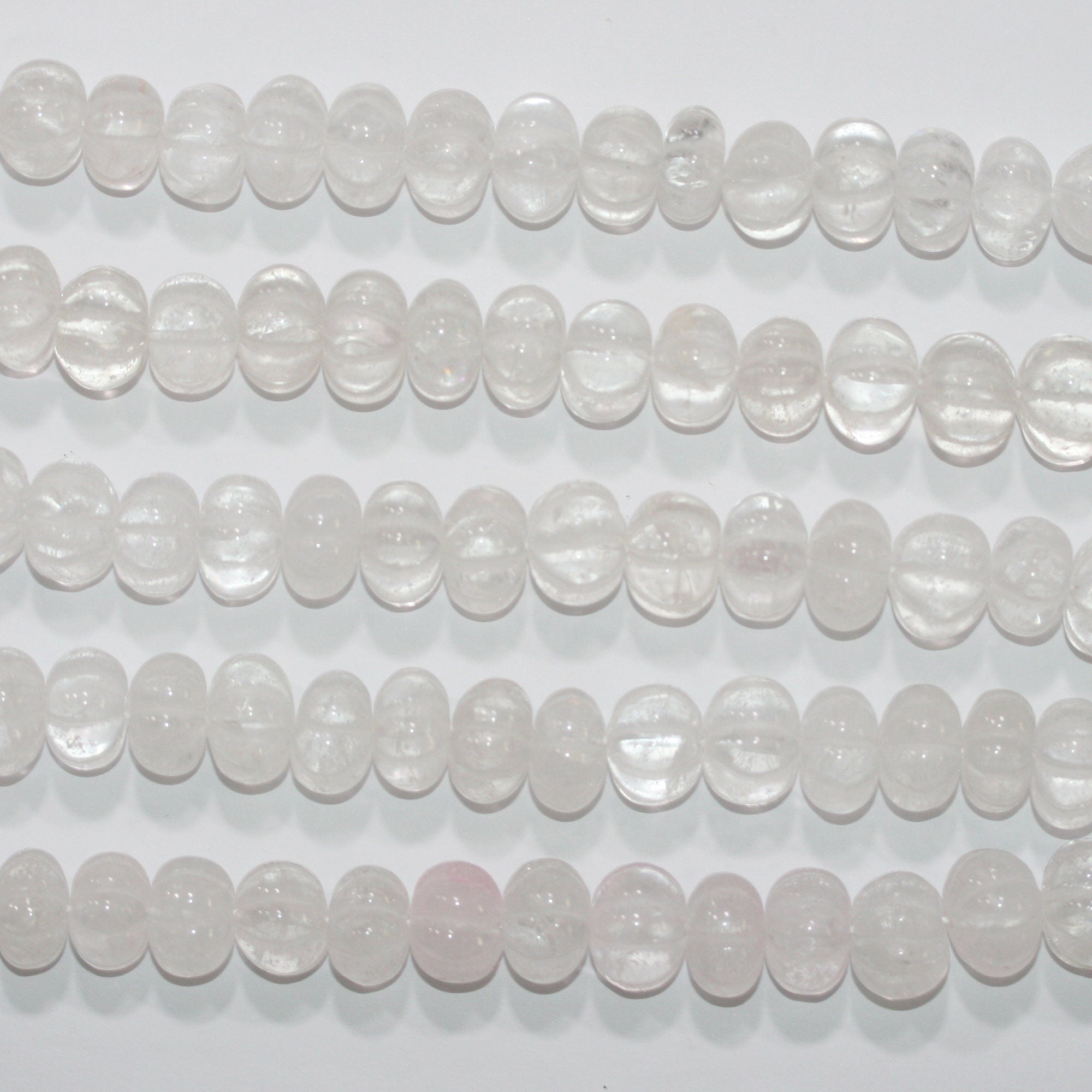 13" St Rock Crystal Carved Pumpkin Beads 14x9mm.Approx.- Strand 34cm.