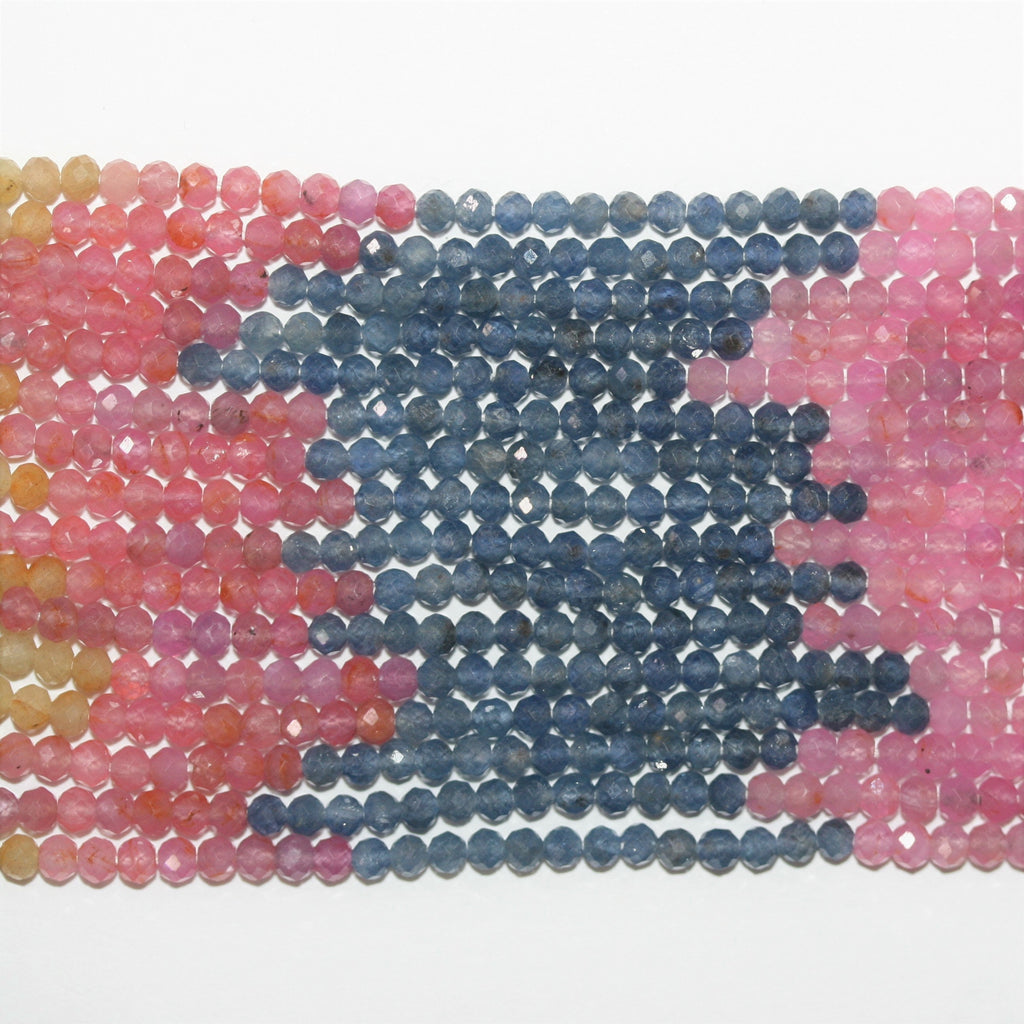 13" St Ruby-Sapphire Faceted Rondelle Beads 3x2.5mm.-Strand 33cm.