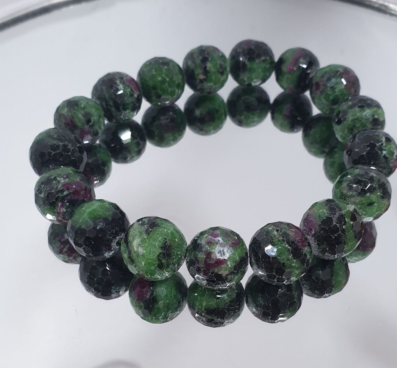 Bracelet extensible en zoïsite rubis, perles rondes de 12 mm - Fournisseur de bijoux - Pouvoir de guérison - Tanzanie