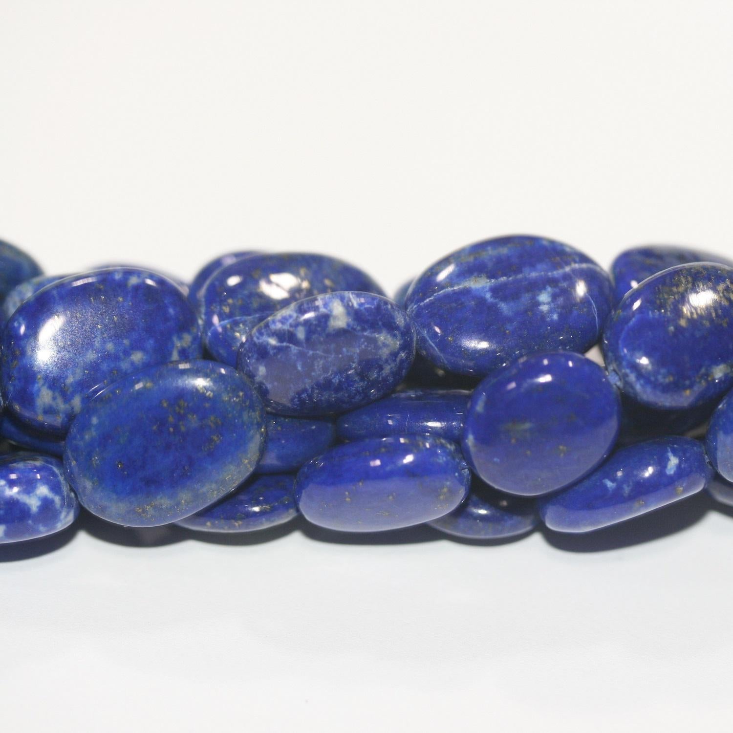13" St Lapis Lazuli Smooth Oval Beads 16x12mm.-Strand 34cm.