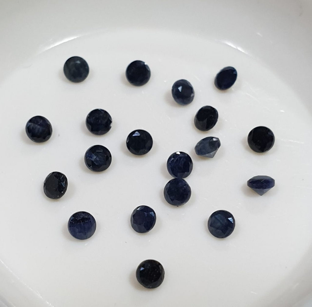 1 Lot Dark Blue  Near Black Color Sapphire Lot Faceted Round 2mm- Natural Sapphire