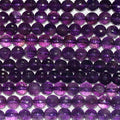 13" St Amethyst Faceted Round Beads 6mm -Strand 37cm