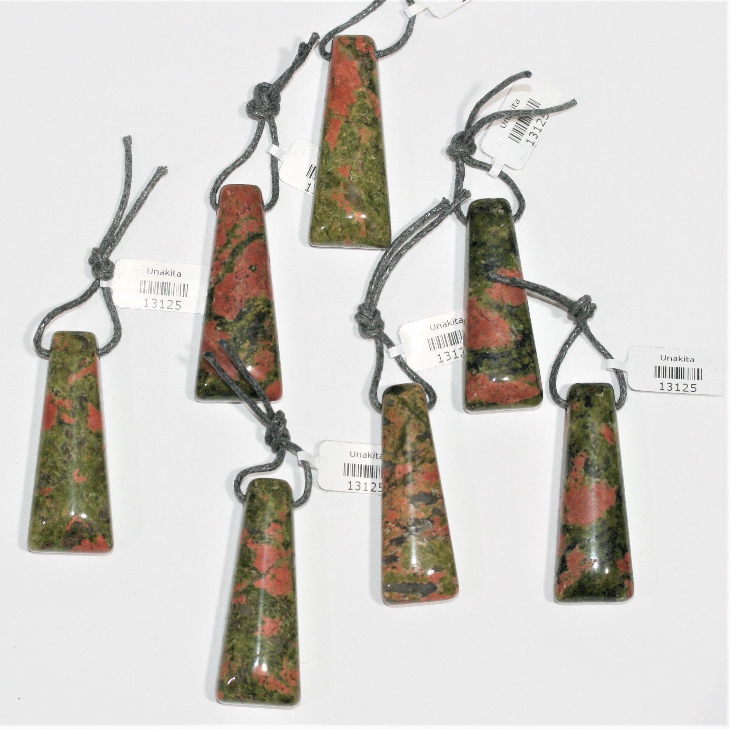 Colgante rectangular de unakita de 45 x 17 mm aprox. (Diferentes estilos y tamaños)